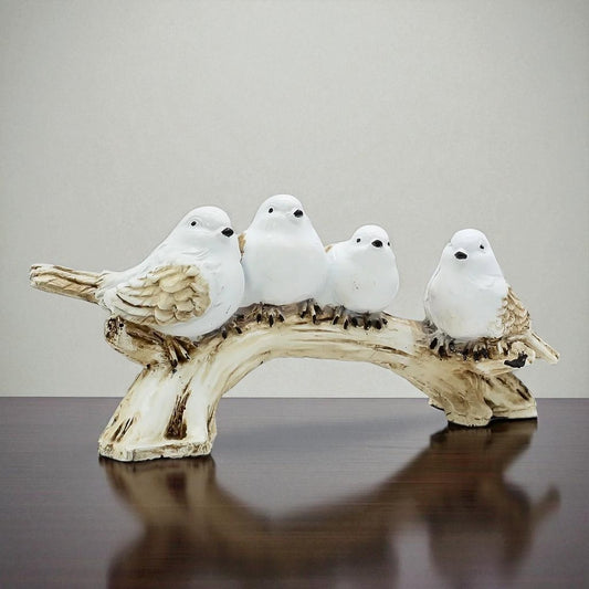 Four White Birds on Branch Resin Showpiece | Elegant Table Decor for Living Room, Shelf, or Office Display