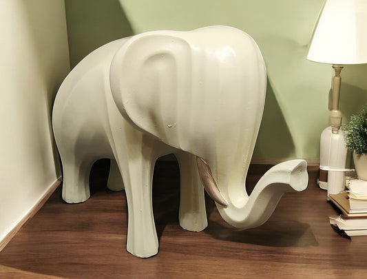 Mother and Baby Elephant Figurine Set – Modern Minimalist White Polyresin Sculptures – Symbolic Animal Decor for Living Room, Nursery, or Shelf Display - Riserra