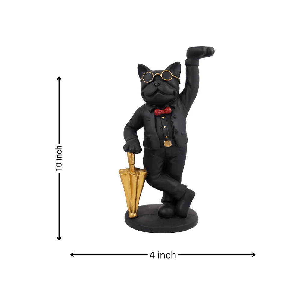 Polyresin Butler Dog Tray Statue β Quirky Bulldog Candy & Key Holder for Entryway or Table β Decorative Animal Figurine with Serving Tray β Black, Gold & Red - Riserra