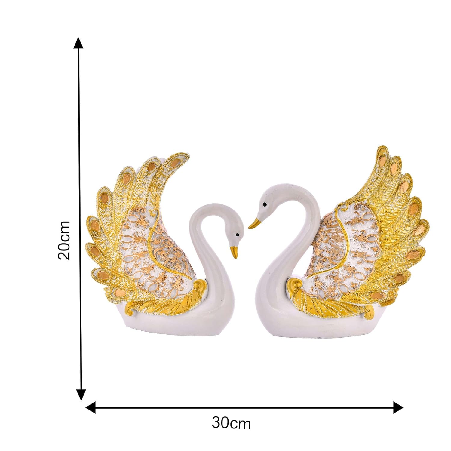 White and Gold Swan Couple Figurines – Romantic Polyresin Decorative Sculptures – Elegant Home Décor Accent for Bedroom, Mantel, or Wedding Gift - Riserra
