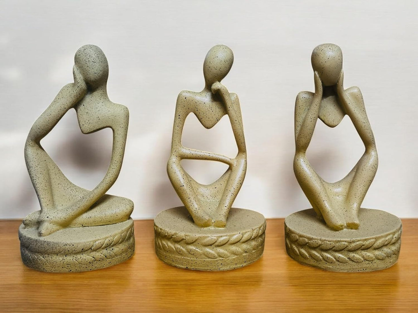 Abstract Thinker Figurine Set – 3 - Piece Miniature Polyresin Sculpture Set for Desk or Shelf – Small Modern Art Statues for Office, Study, or Gift - Riserra