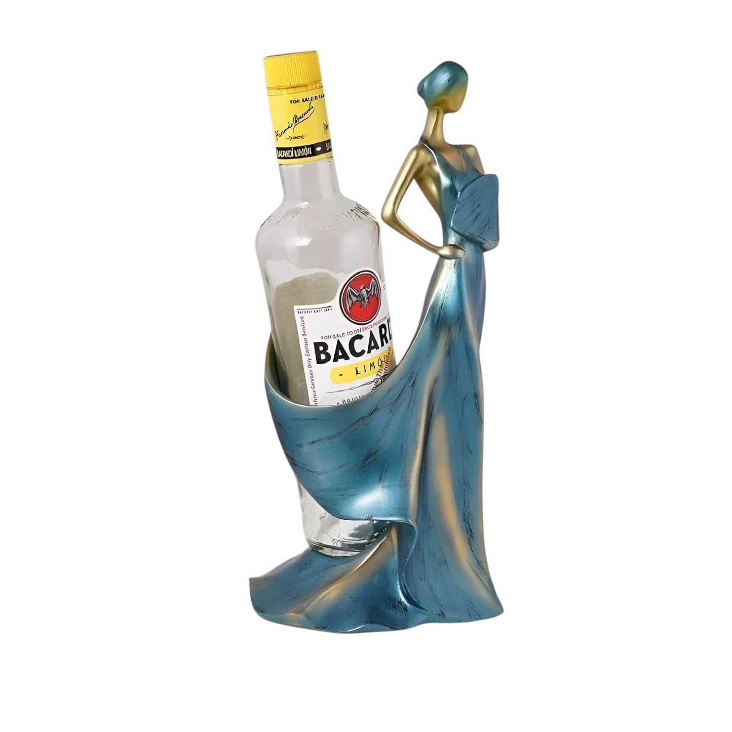 Lady Bottle Holder Showpiece for Home Bar Decor | Polyresin Wine Stand for Table Countertop Gift Display Accent - Riserra